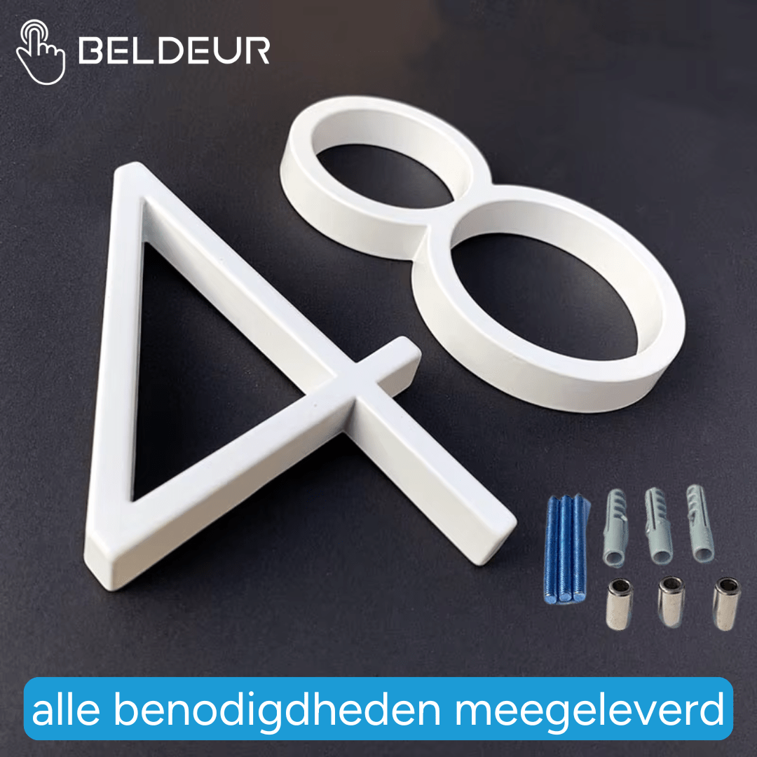 Huisnummer Wit - Beldeur